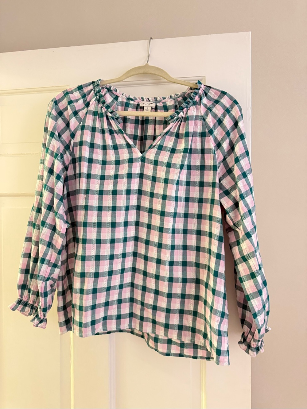 J.Crew pink/green gingham top
